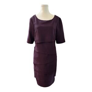 Connected Apparel Plum Tiered Sheath Dress Size 12